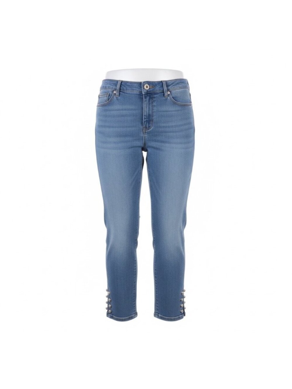 The Skinny Crop Womens Mid-Rise Stretch Jeans With Button Embellishments Sz 10S